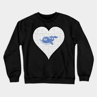 Jigsaw  Whale Heart Design - Fish Whale Crewneck Sweatshirt